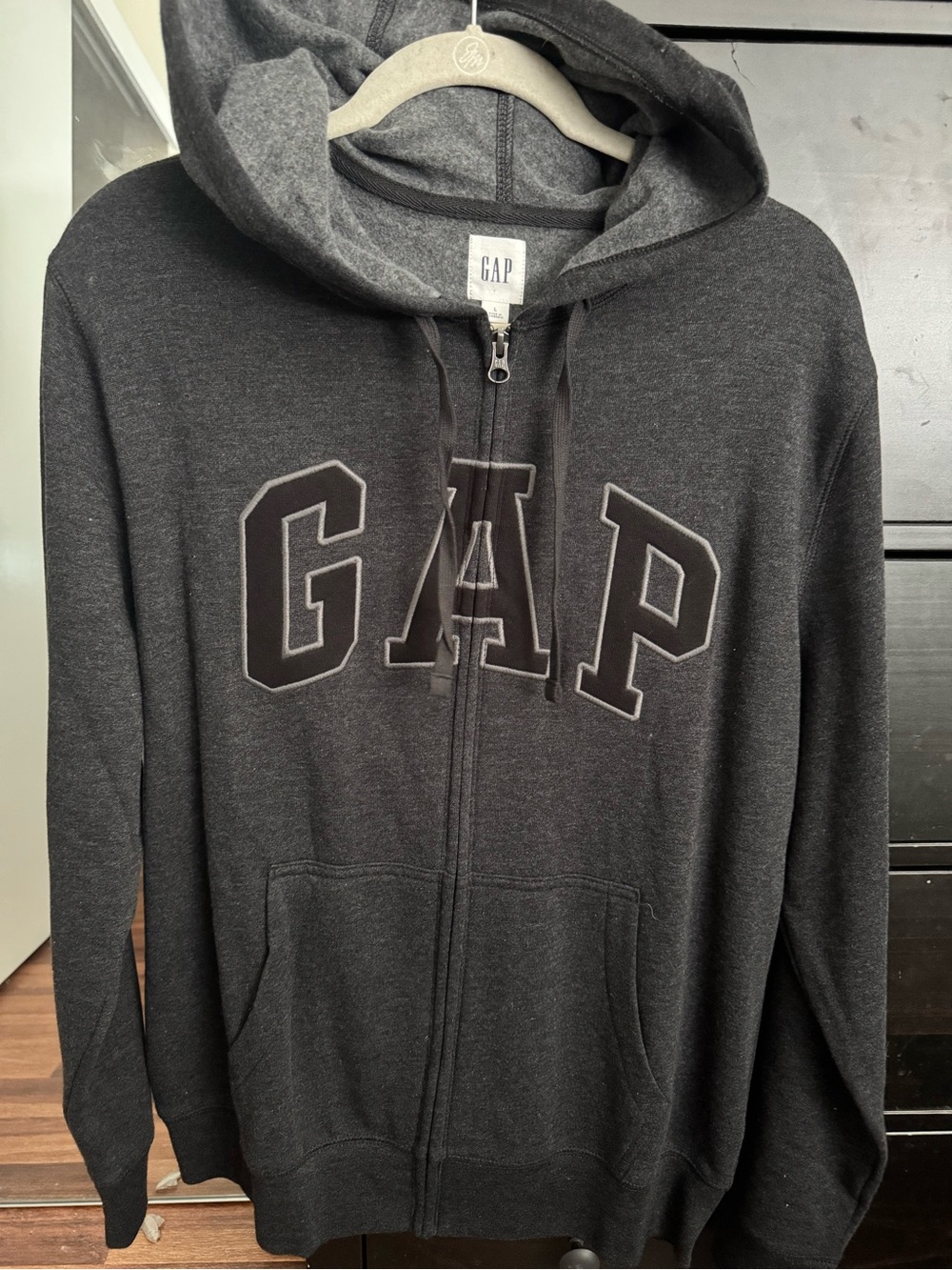 GAP Dark Charcoal Gray Hooded Zip Sweatshirt